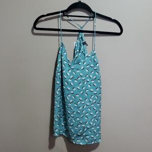 Dynamite Blue Floral Spaghetti Strap Top Size Small